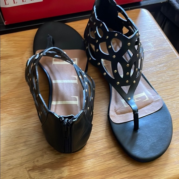 Elle Black Cutout Sandals with Studs - Picture 3 of 5